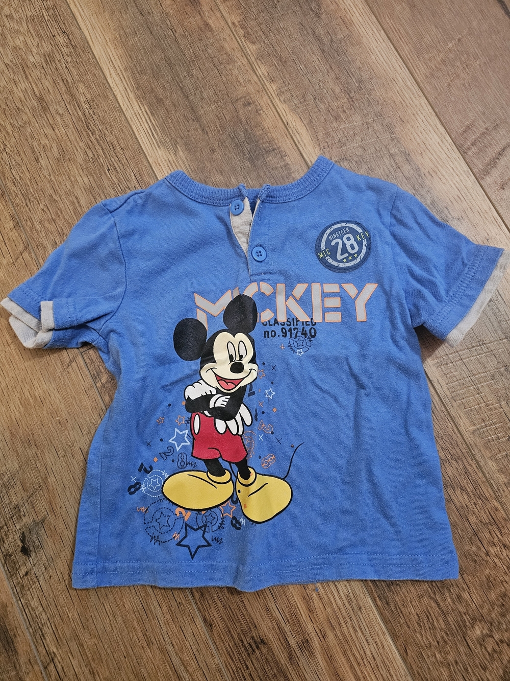 Disney Blue Mickey Mouse Graphic Tee with Yellow Shoes
